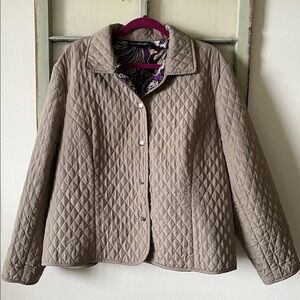 Briggs New York Tan Lightweight Quilted Jacket with Purple Lining Size 20W